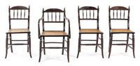 A Set of Four Victorian Turned Oak Game Chairs
