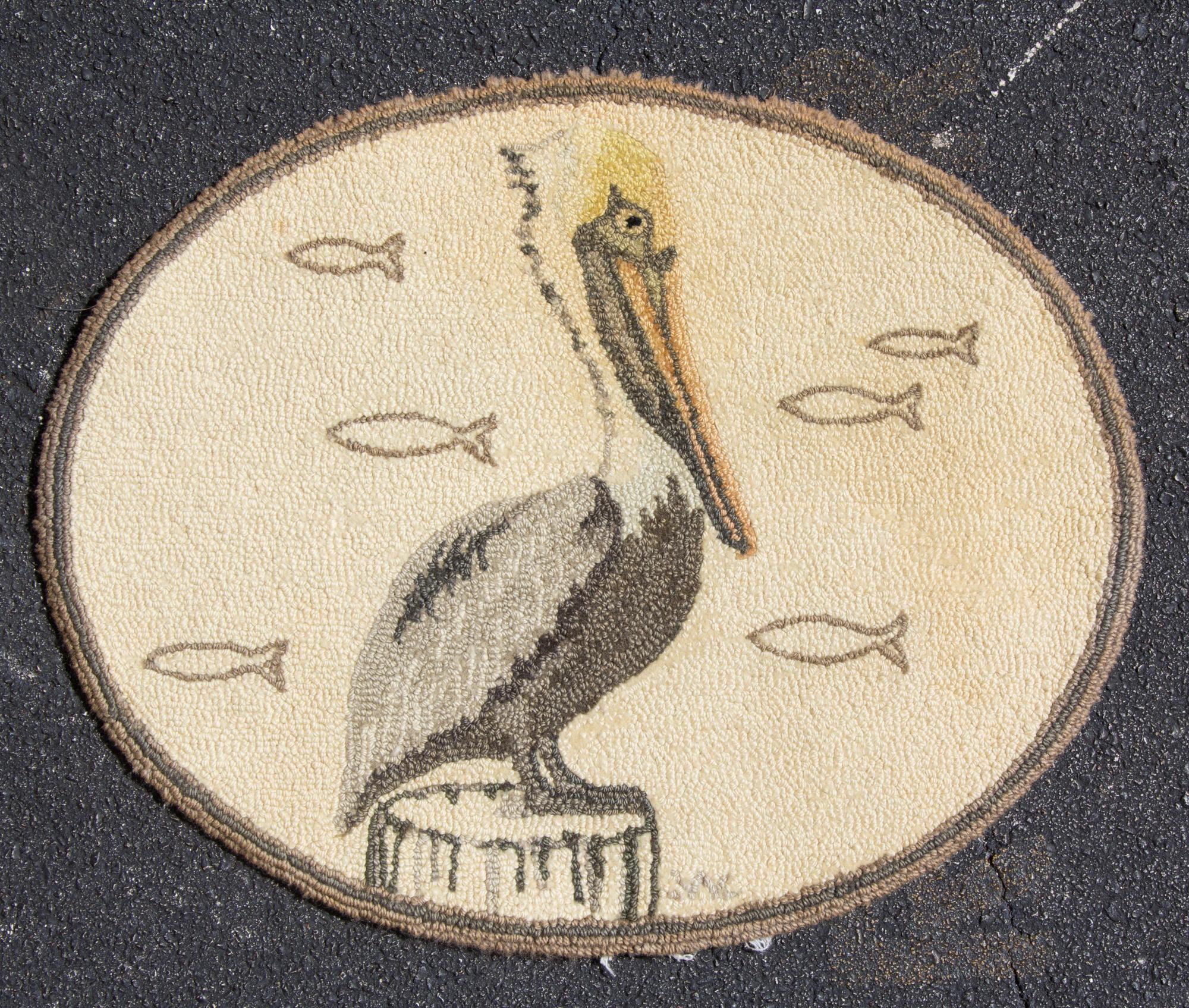 Two Hooked Wool Rugs Dimensions of larger 3 feet 2 inches x 3 feet 3inches. — 20TH CENTURY