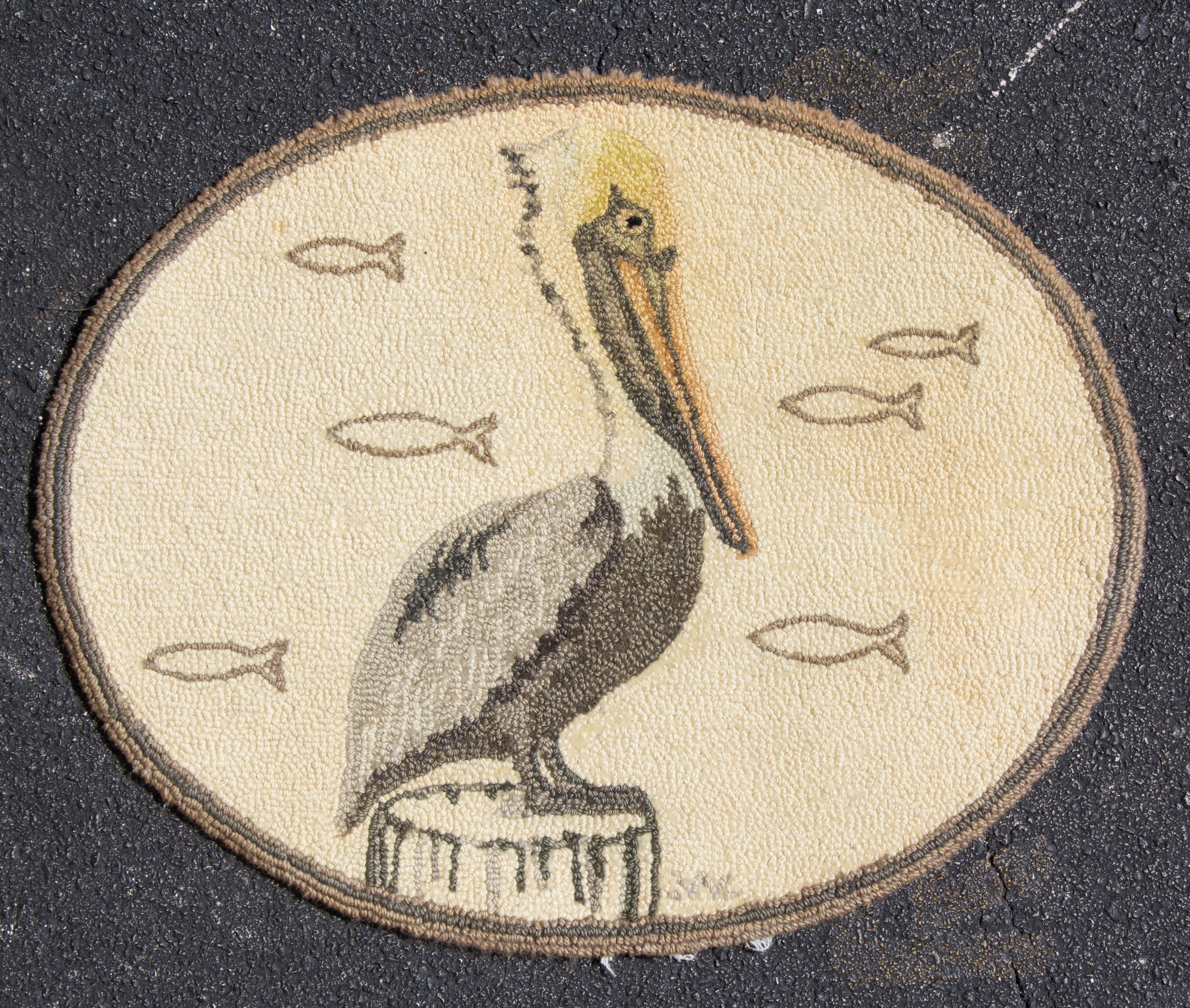 Two Hooked Wool Rugs Dimensions of larger 3 feet 2 inches x 3 feet 3inches. — 20TH CENTURY