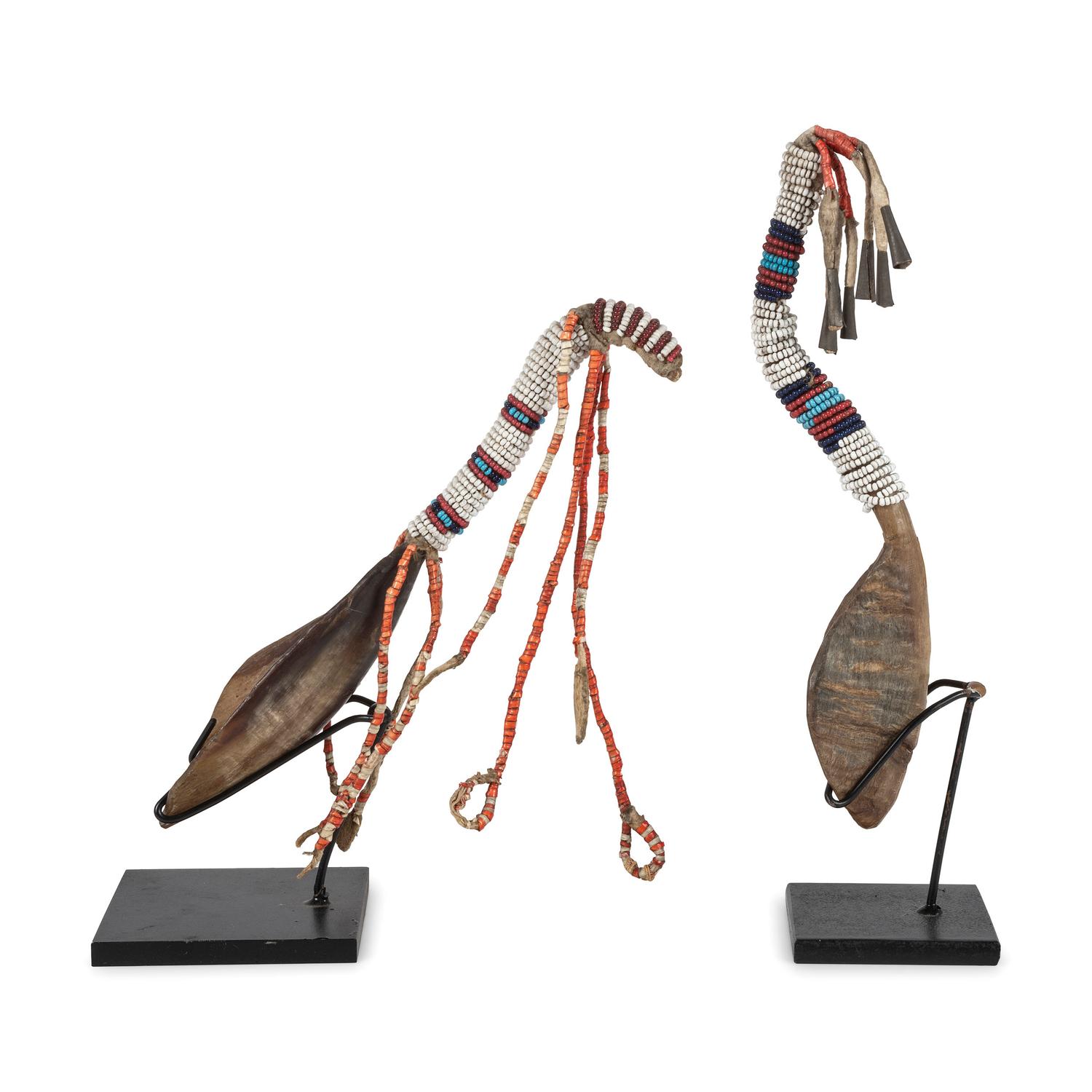 Plains Horn Spoons, with Beaded Handles