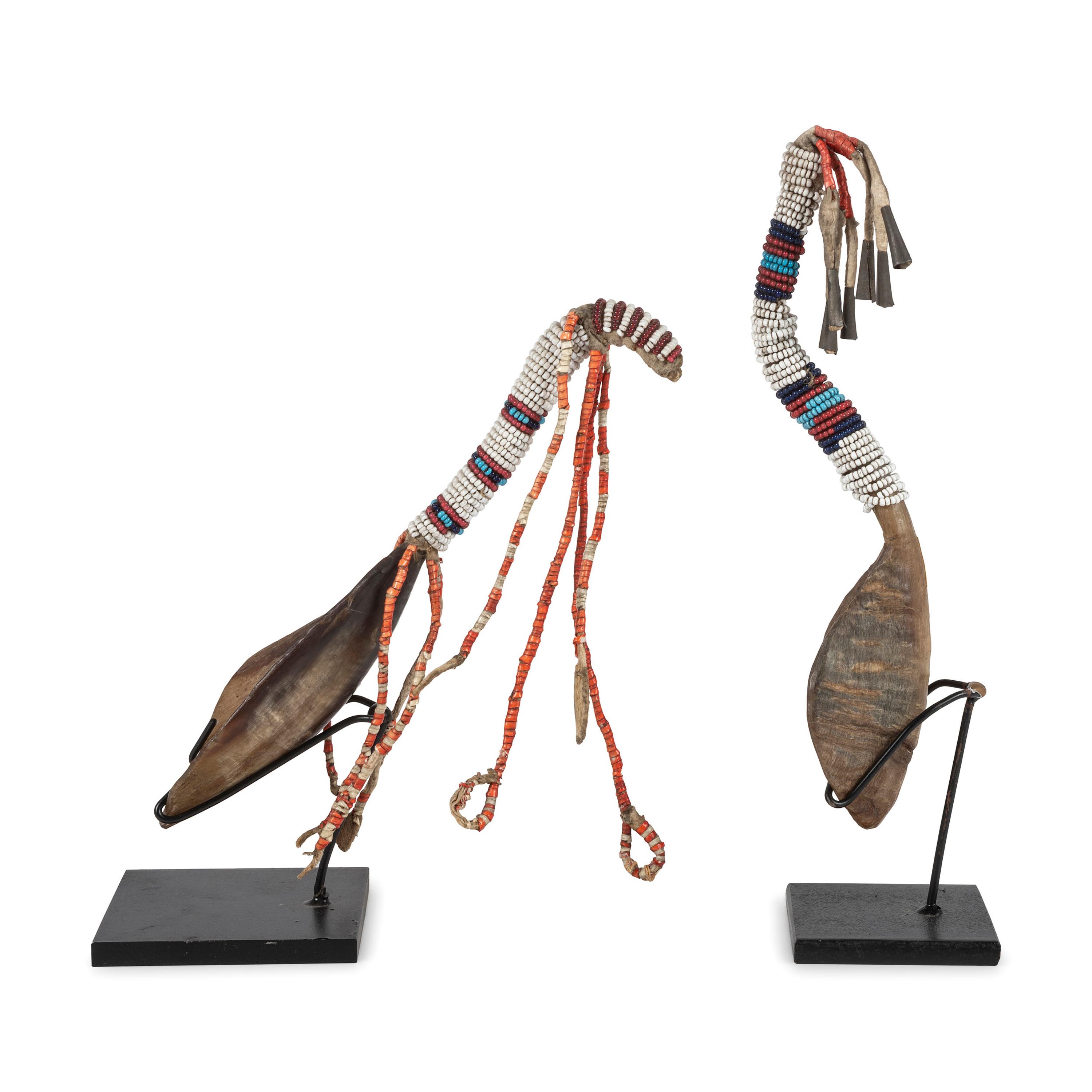 Plains Horn Spoons, with Beaded Handles
