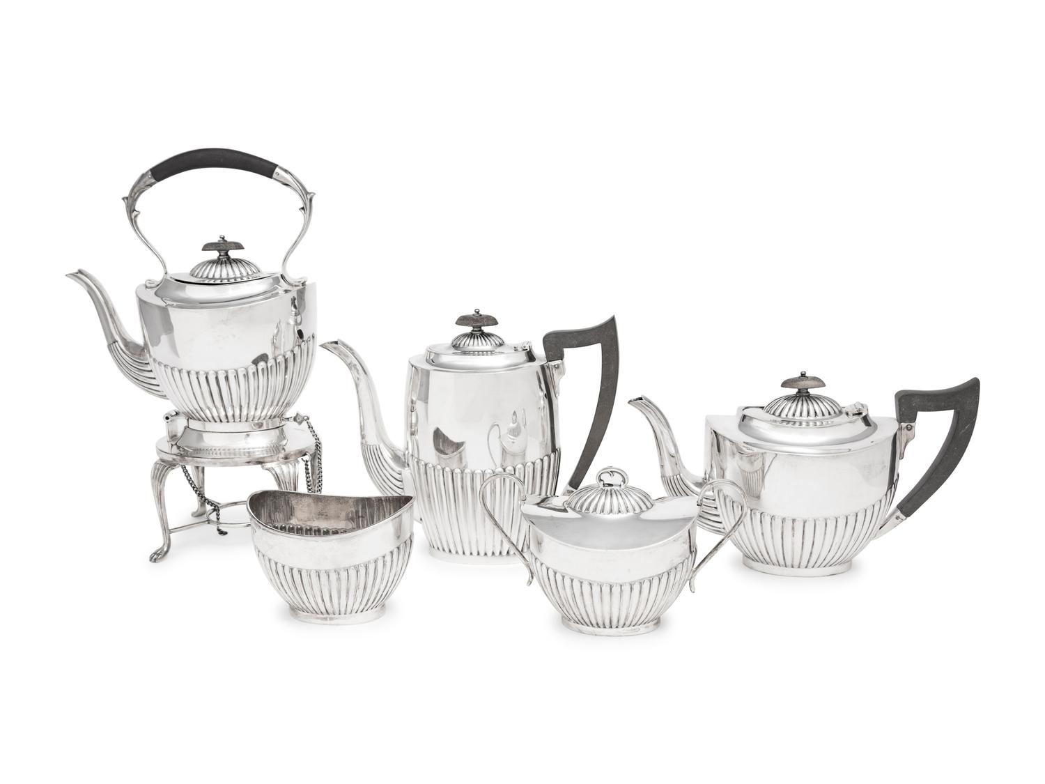 An English Silver Five-Piece Tea and Coffee Service