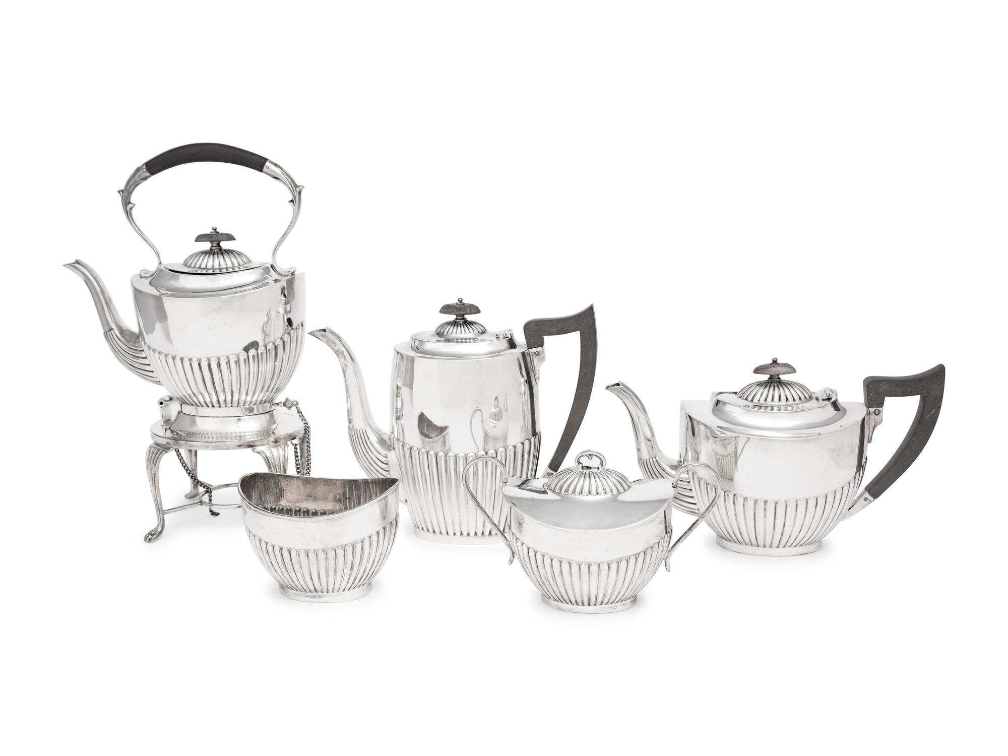 An English Silver Five-Piece Tea and Coffee Service