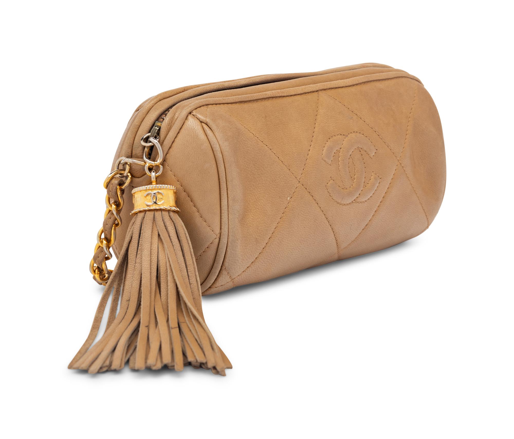 Chanel Small Shoulder Bag in Tan Lambskin, 1986-88