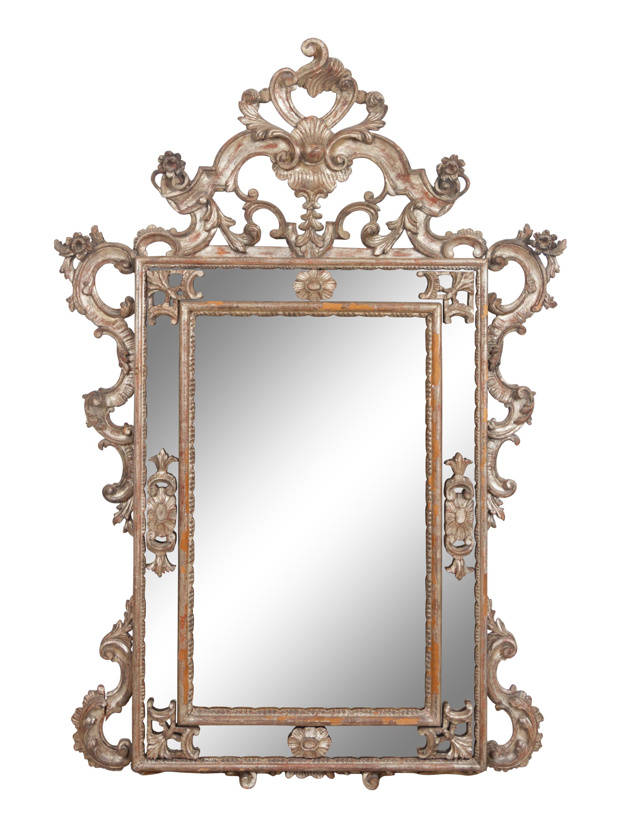 A Pair of Italian Baroque Style Silvered Mirrors