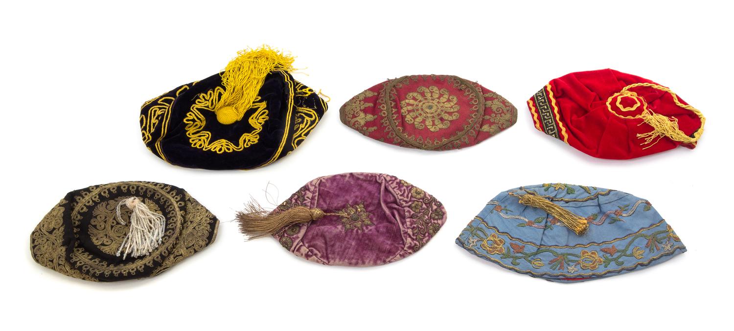 A Collection of Embroidered Smoking Caps