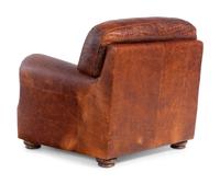 Three Embossed Leather Upholstered Club Chairs