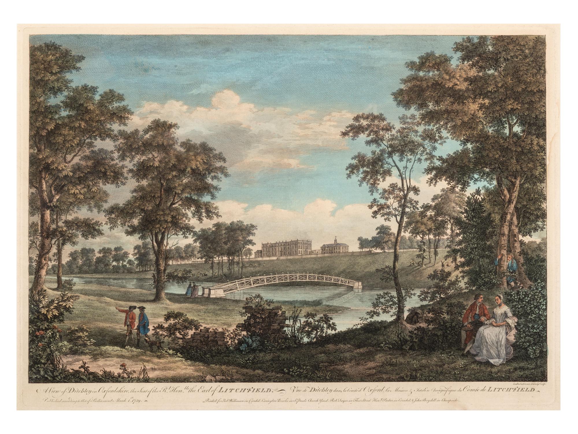 Four English Hand-Colored Landscape Engravings