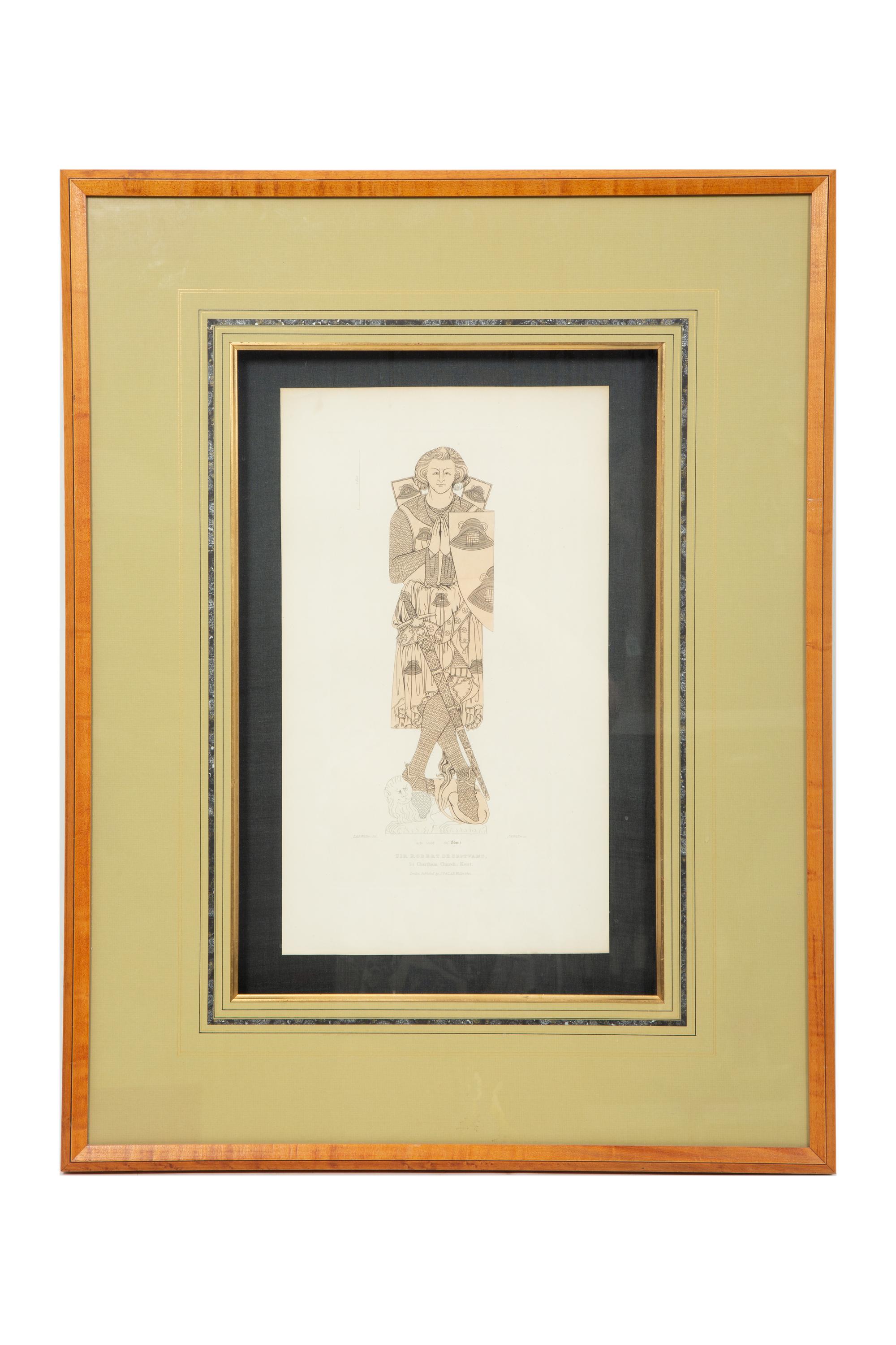 A Group of Four Framed Color Prints of Medievel Knights Taken from Brass Rubbings
