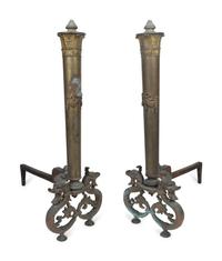 A Pair of Neoclassical Style Gilt Metal Andirons — EARLY 20TH CENTURY