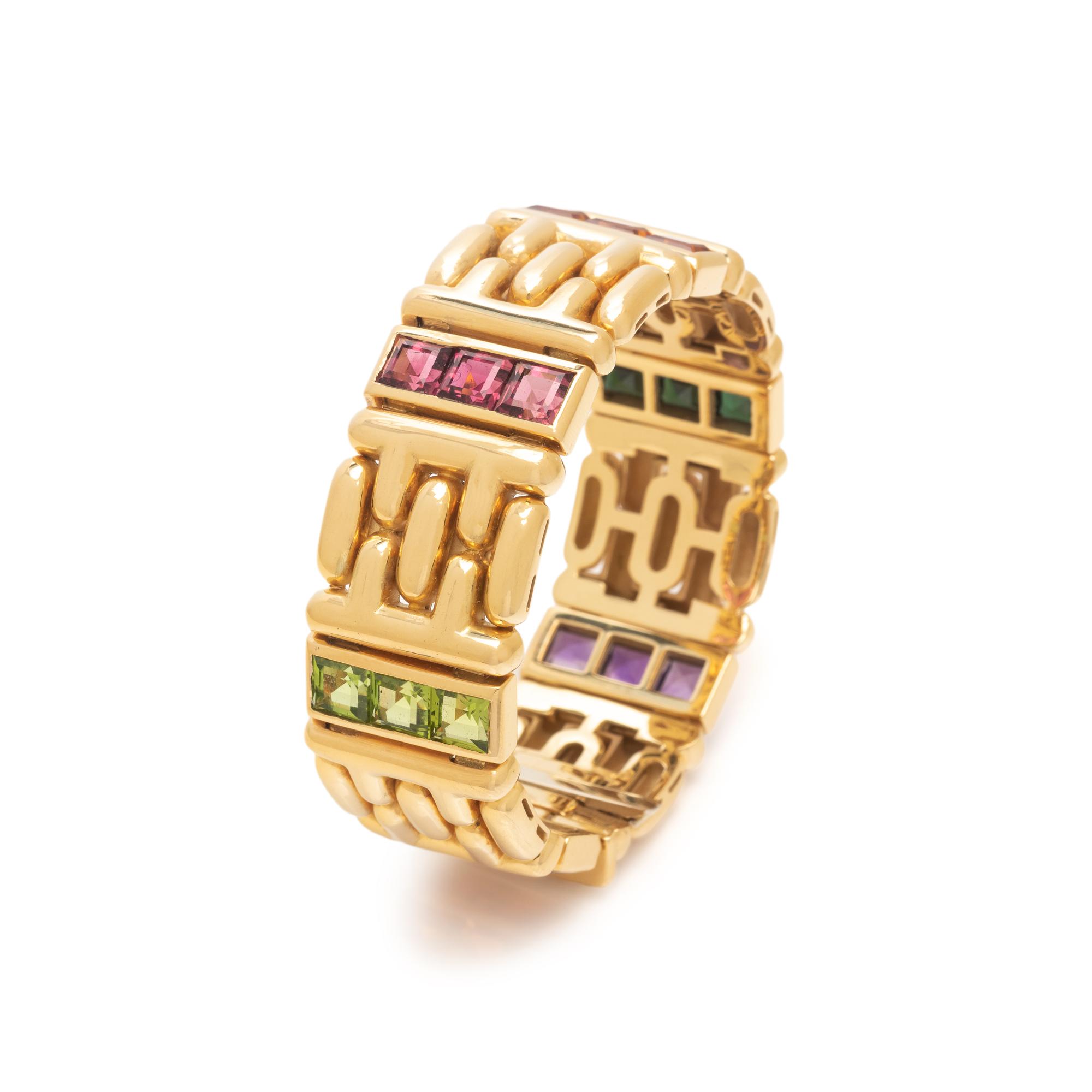YELLOW GOLD AND MULTIGEM BRACELET