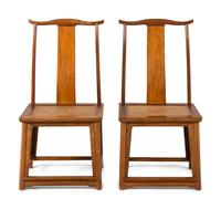 A Pair of Chinese Softwood Lamphanger Side Chairs, Dengguayi