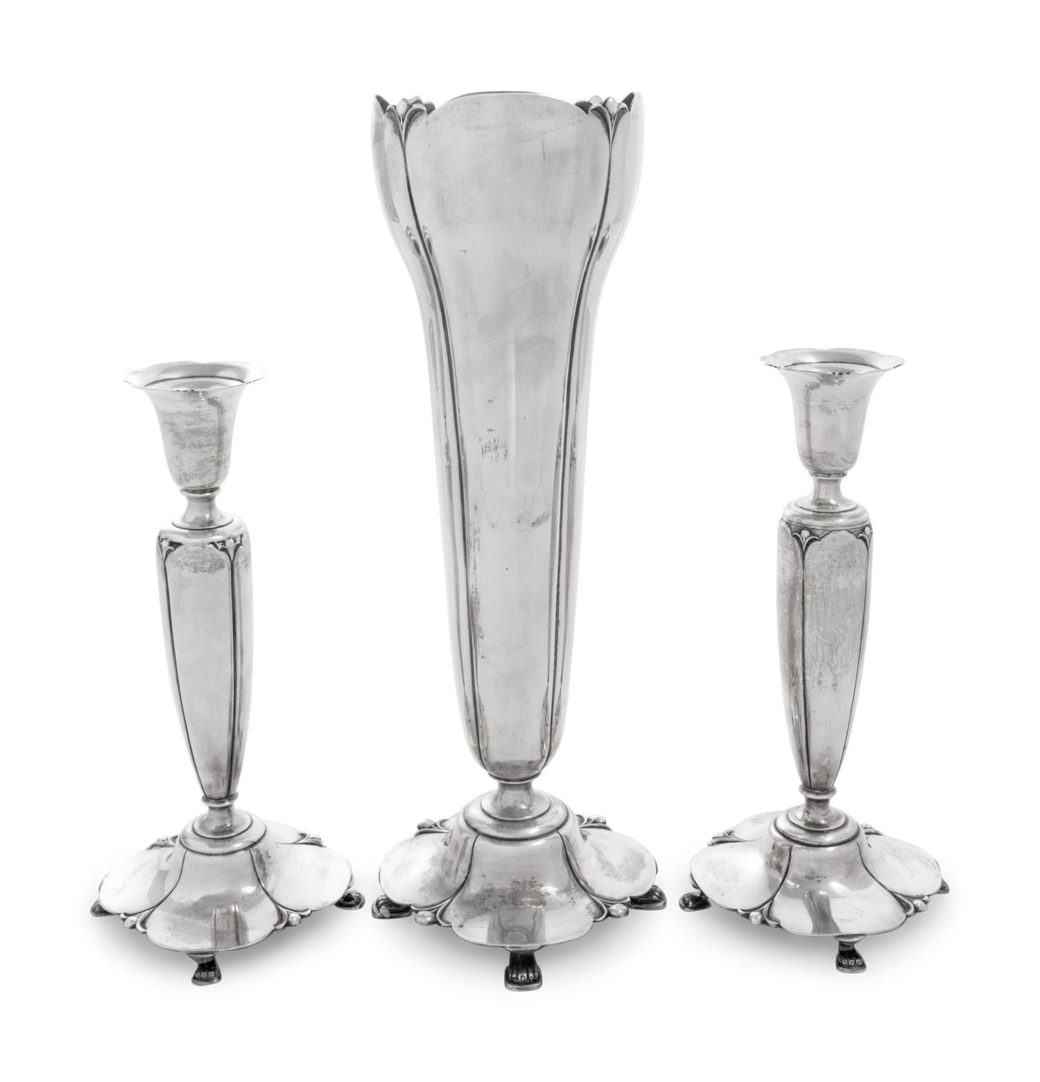 An American Silver Three Piece-Garniture