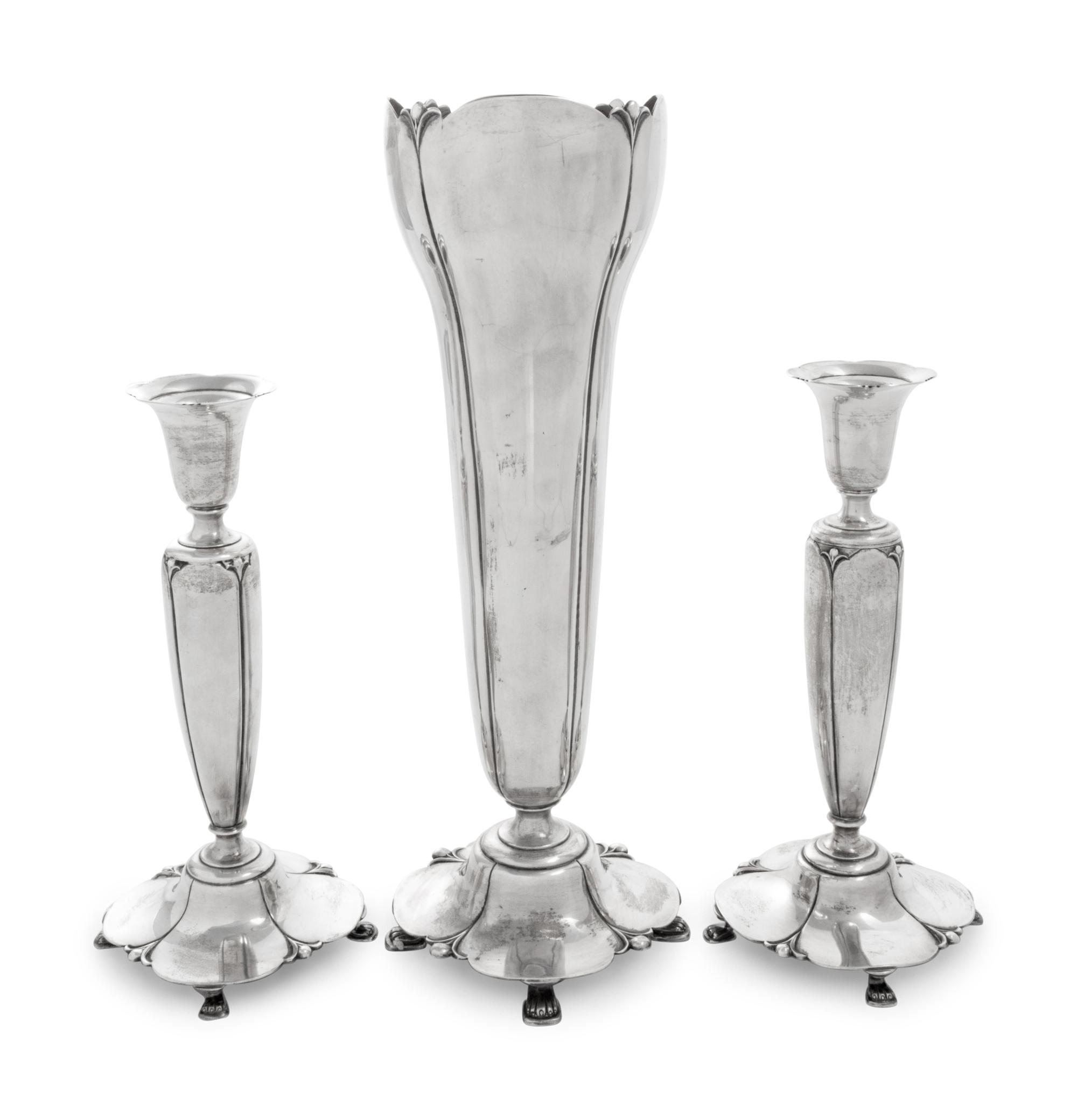 An American Silver Three Piece-Garniture