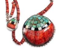 Mosaic Inlay Spiny Oyster Necklace