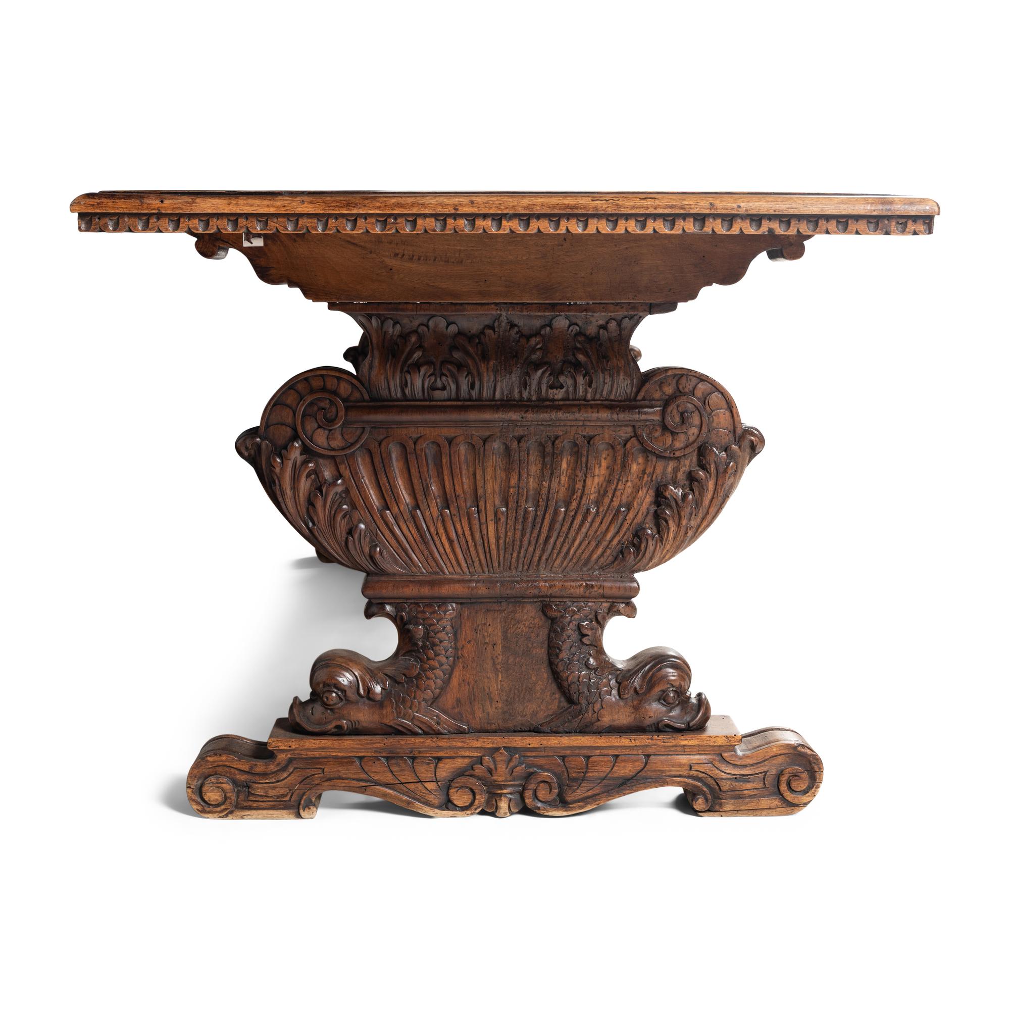 An Italian Renaissance Style Walnut Trestle Table