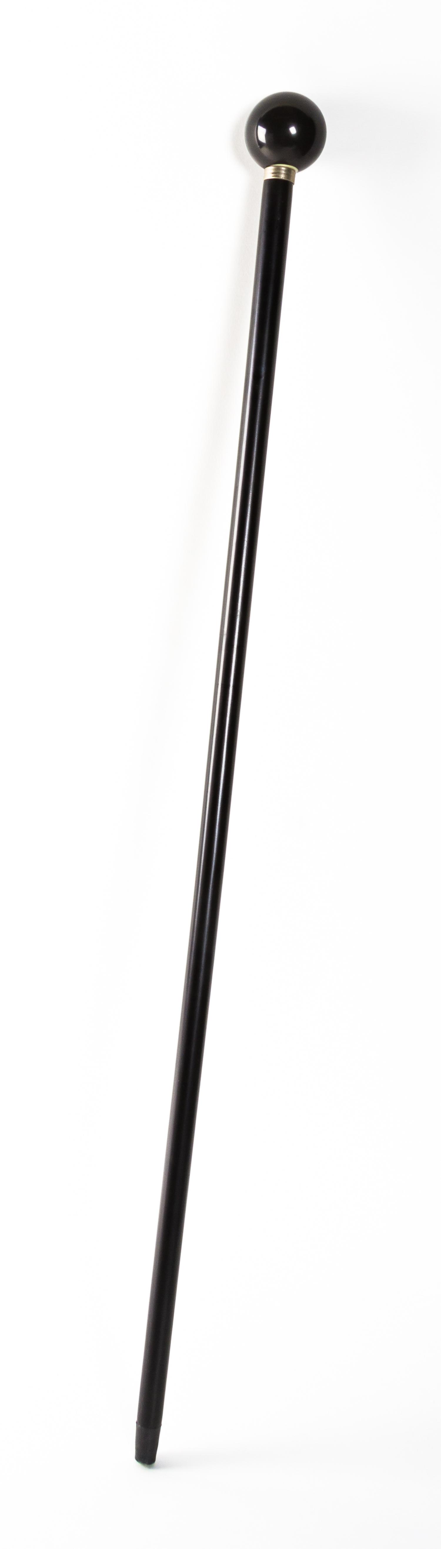 A Billiard Themed Walking Stick, Diameter of handle 2 1/4 x length overall 37 1/4 inches.
