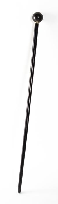 A Billiard Themed Walking Stick, Diameter of handle 2 1/4 x length overall 37 1/4 inches.