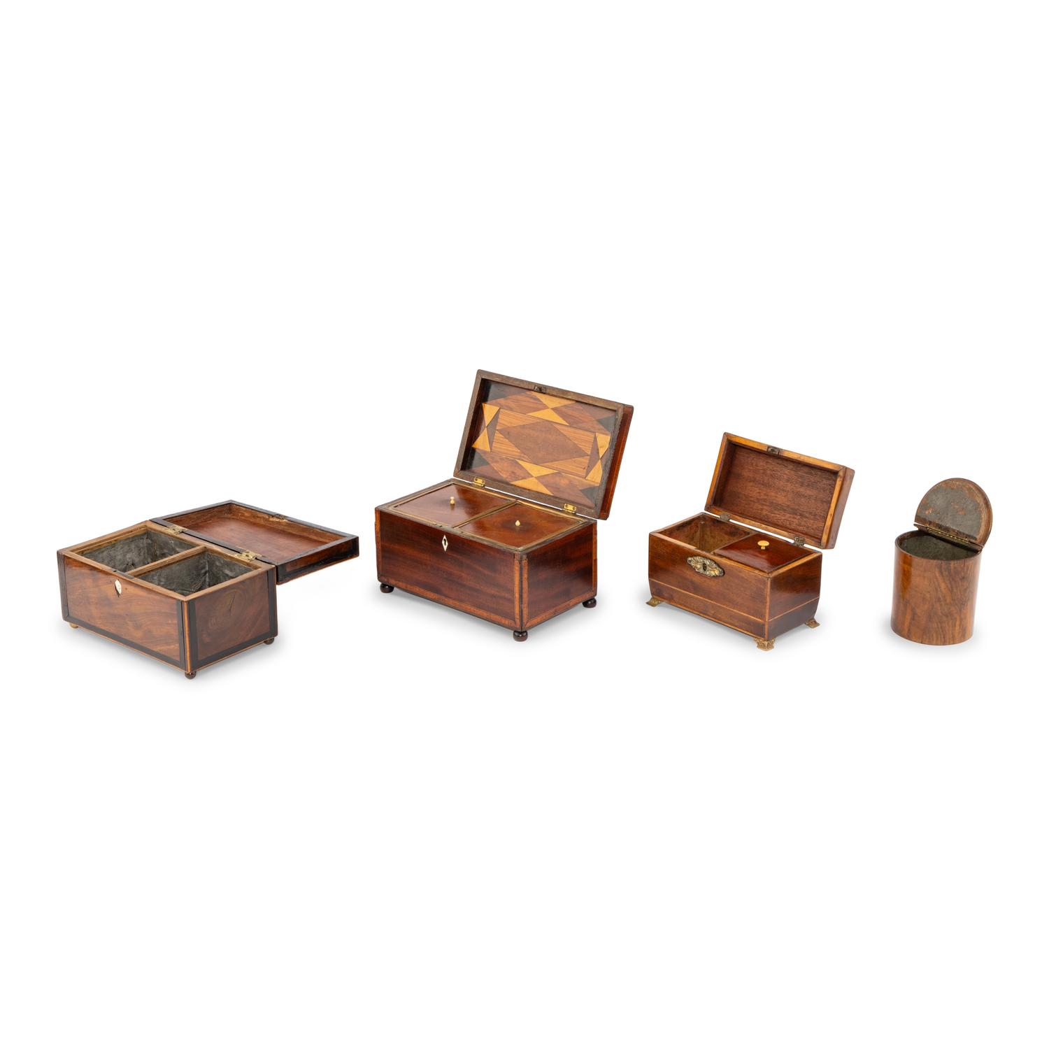 A Group of Four English Silver Tea Caddies