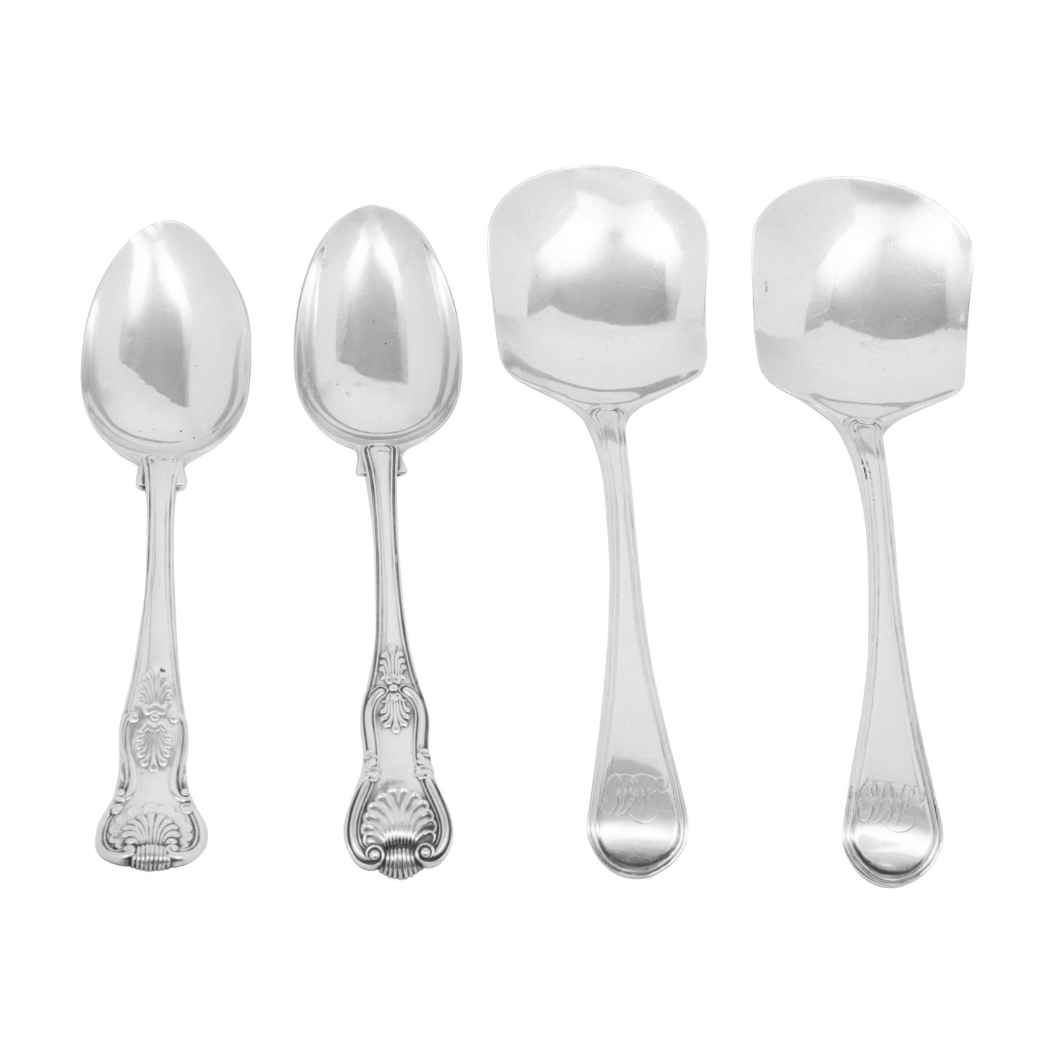 A Group of English Silver Flatware and Serving Articles