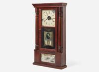 A Classical mahogany mantel clock with Andrew Jackson eglomise panel, bears printed paper label of J.C. Brown, Forrestville, CT, circa 1835