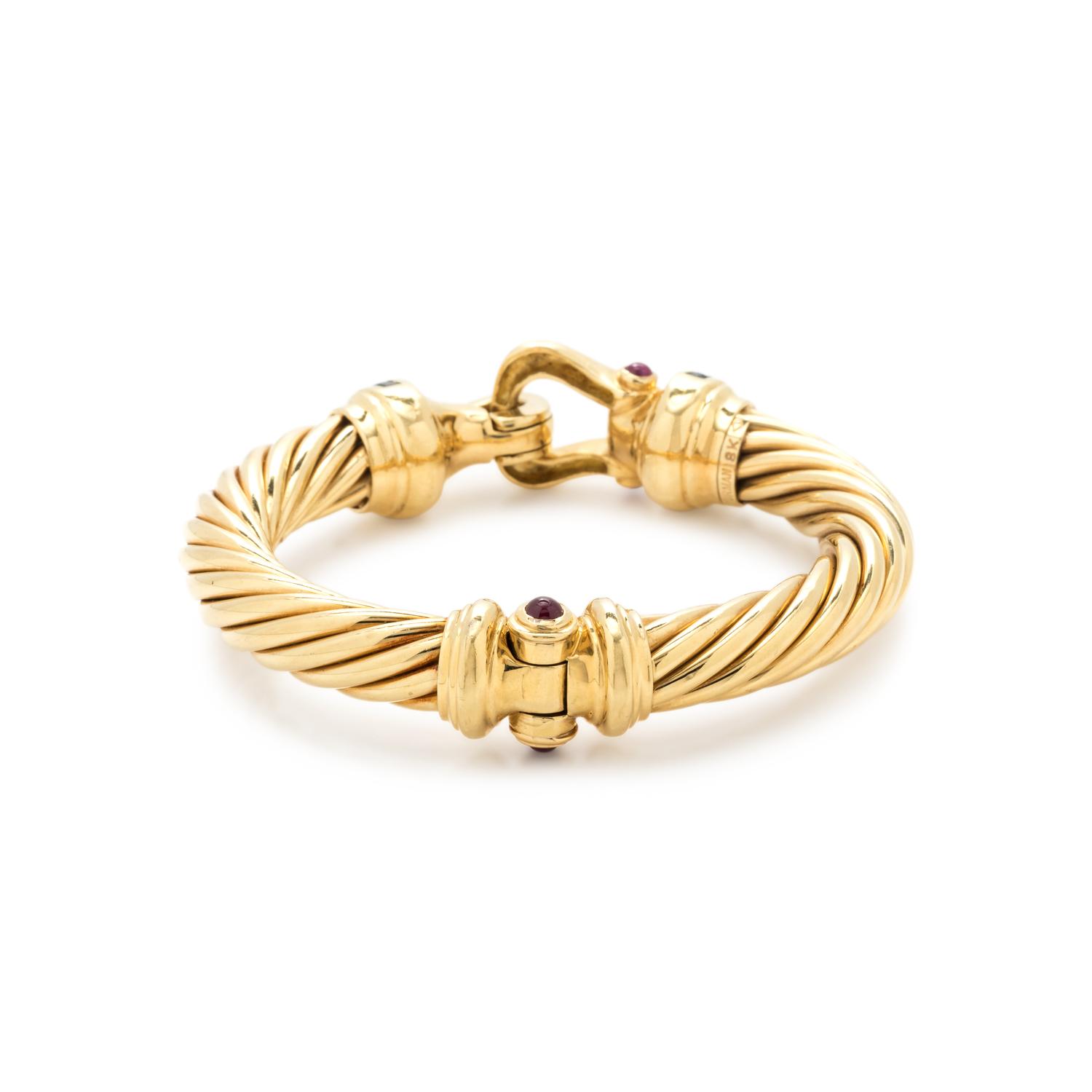 DAVID YURMAN, YELLOW GOLD AND GEMSTONE 'BUCKLE' BRACELET