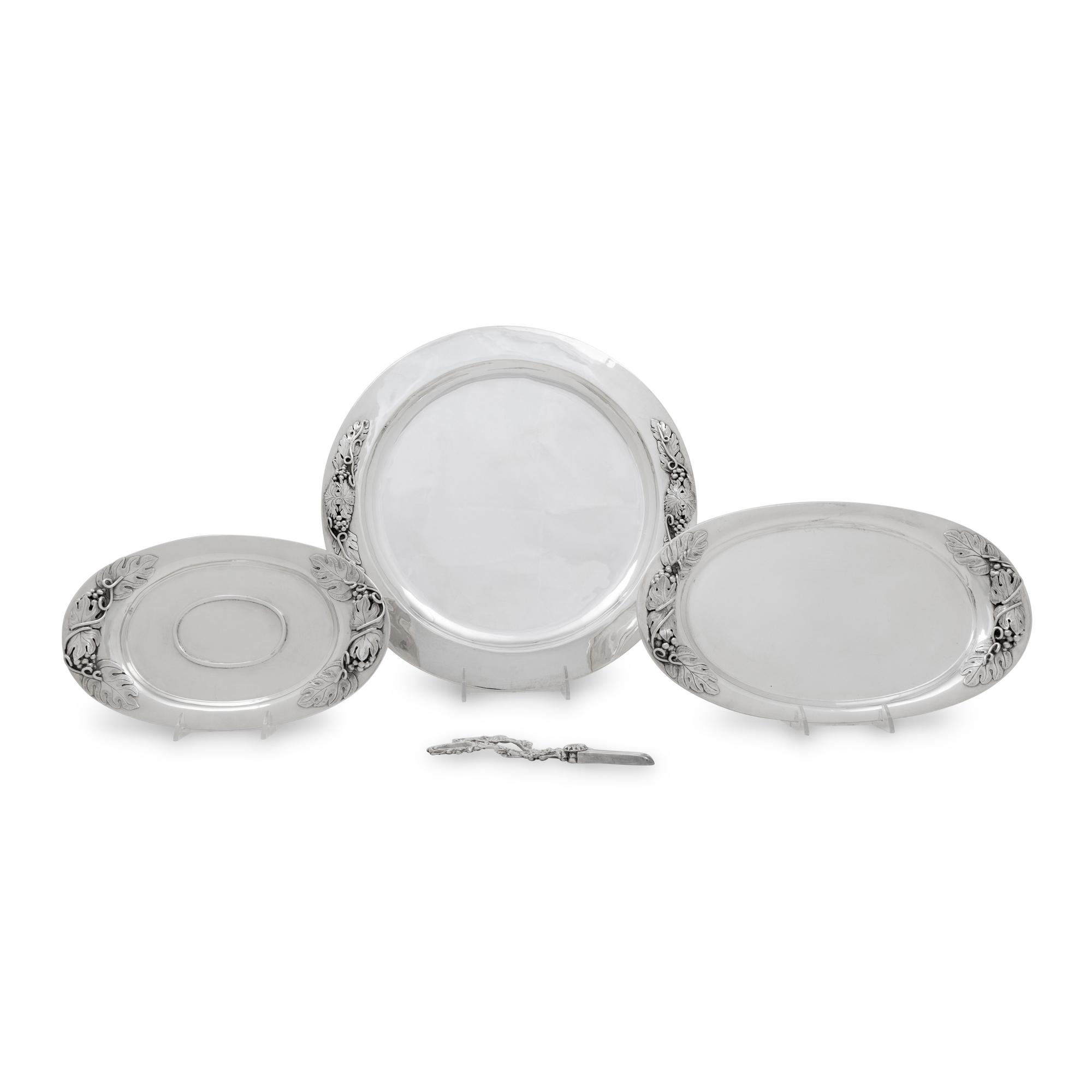 Three Mexican Silver Trays