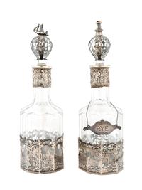A Pair of Dutch Silver Mounted Decanters — 19TH CENTURY