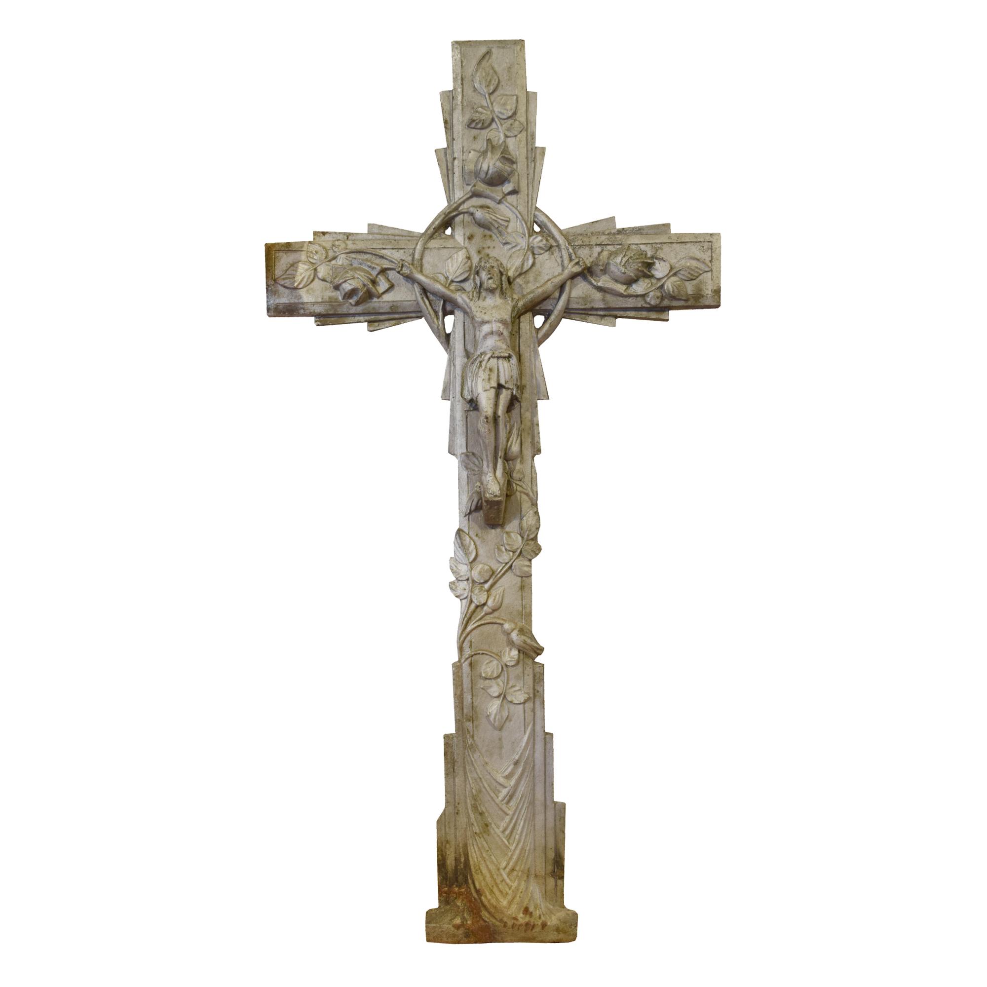 A Cast Iron Crucifix 22" W x .5" D x 47" H — France, Circa 1900