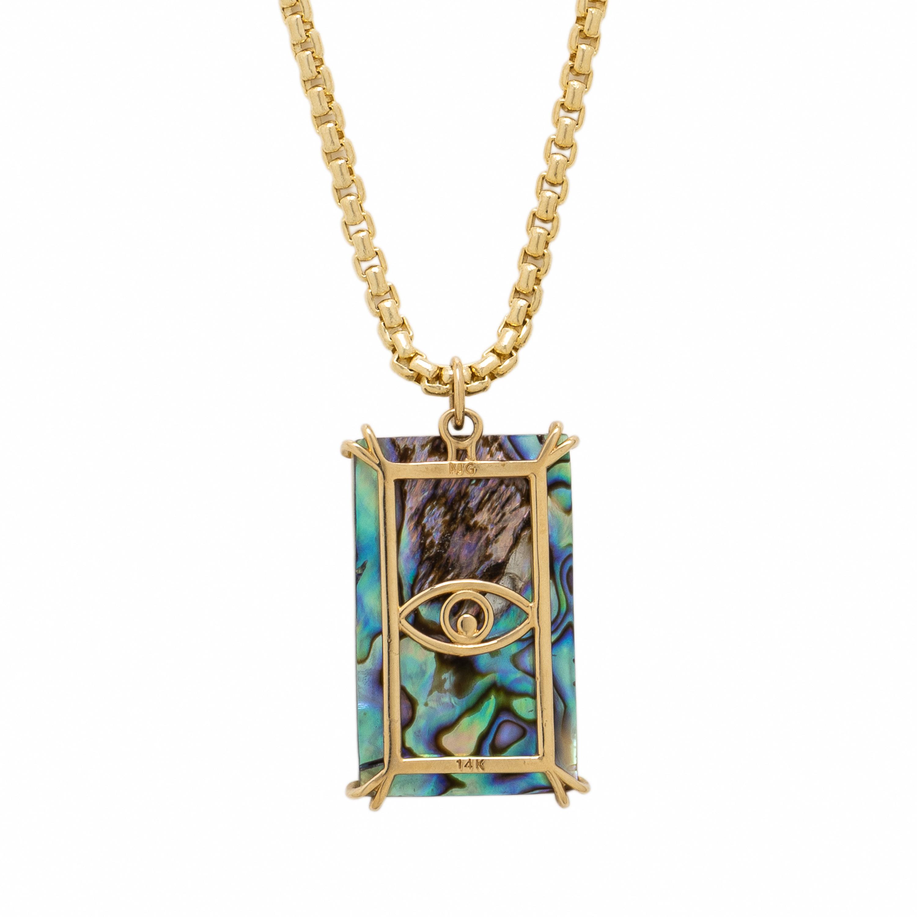Maura Green, 'Three of Cups Tarot Card', Abalone, Mother-of-Pearl, and Yellow Gold Pendant Necklace