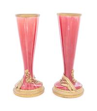 A Pair of French Gilt Bronze Mounted Sang de Boeuf Porcelain Vases
