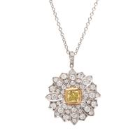 TIFFANY & CO., YELLOW DIAMOND AND DIAMOND 'DAISY' PENDANT/NECKLACE