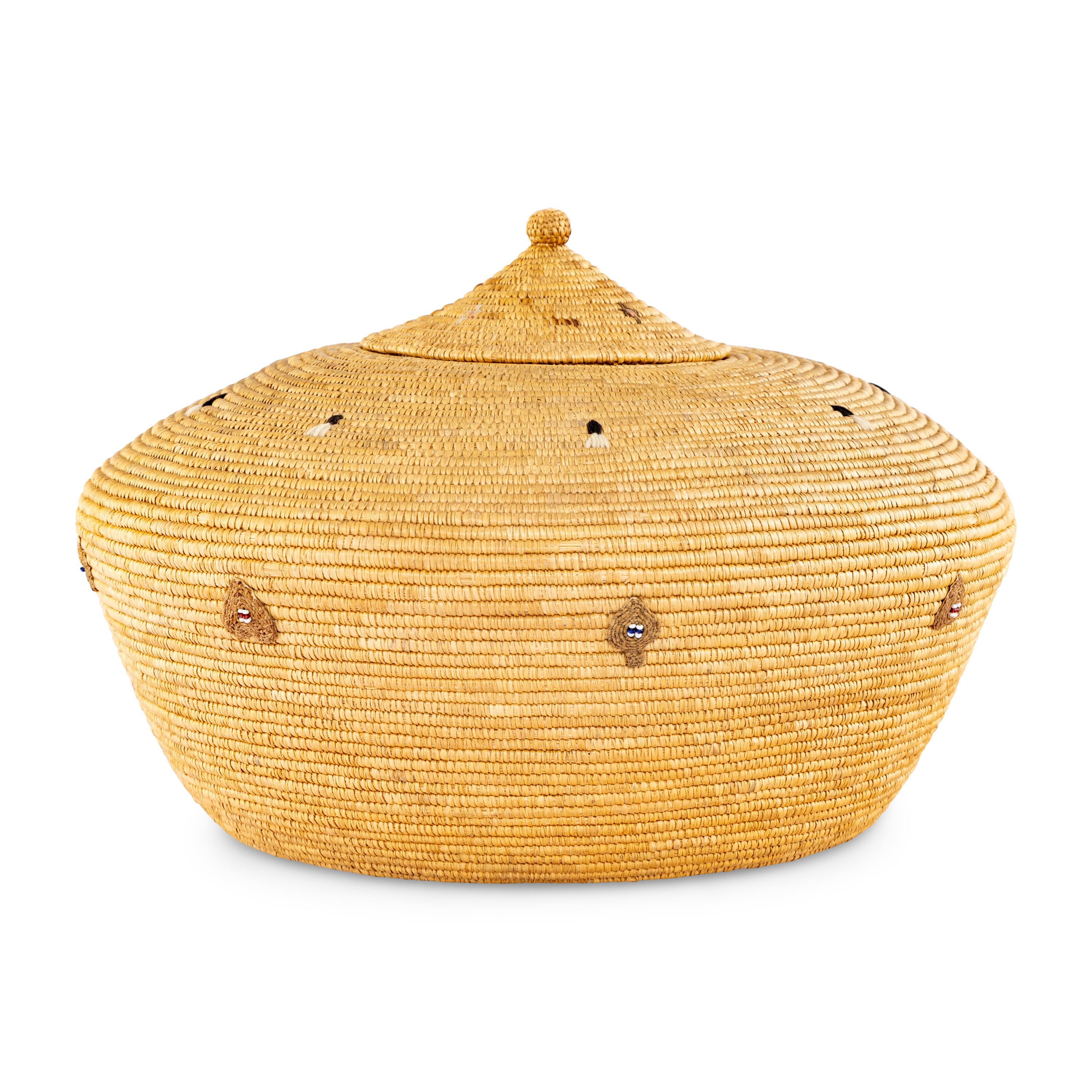 Yup'ik Basket, with Beaded Detailing