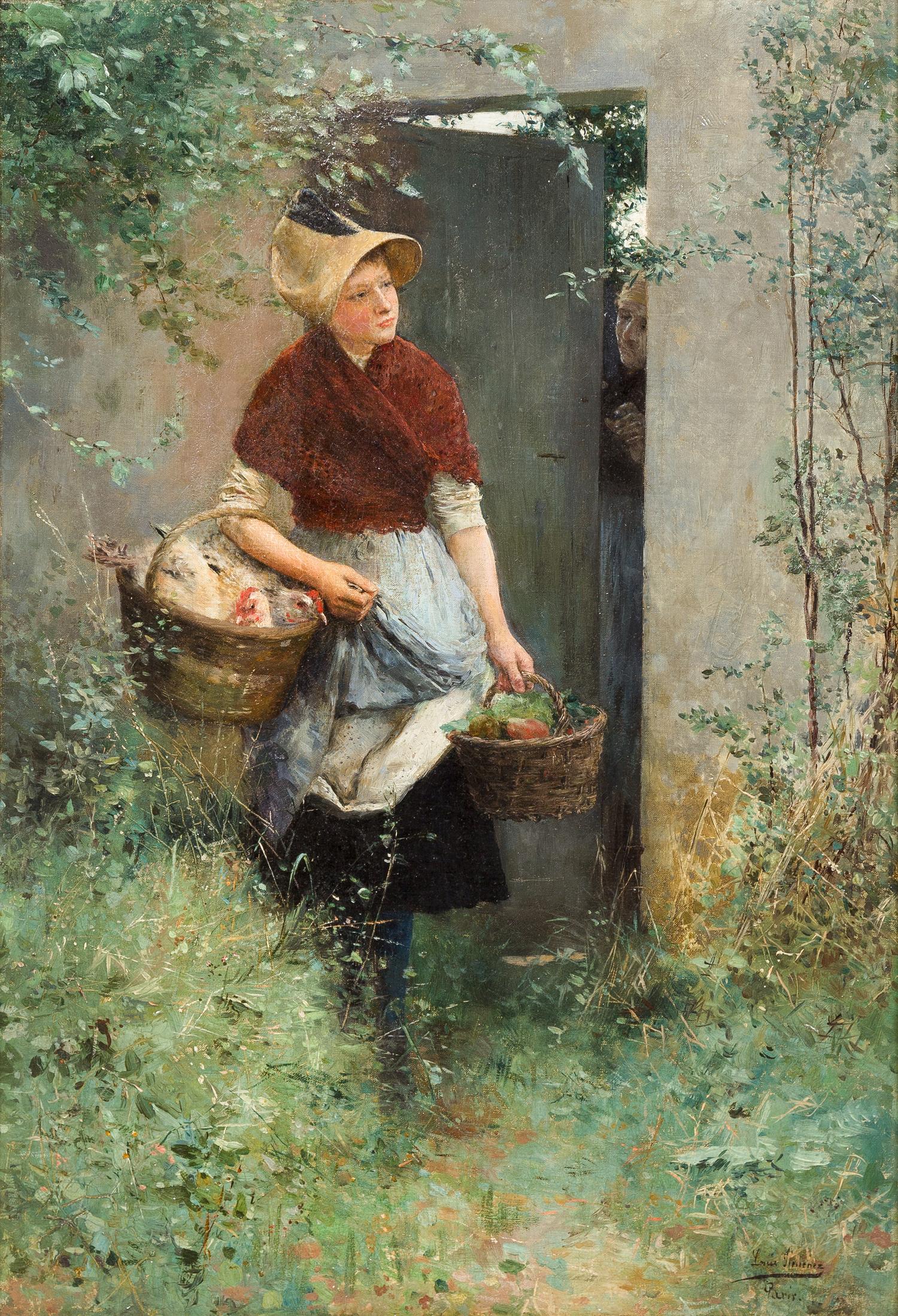 Luis Jiménez y Aranda, (Spanish, 1845-1928), Watched on Her Way from Market