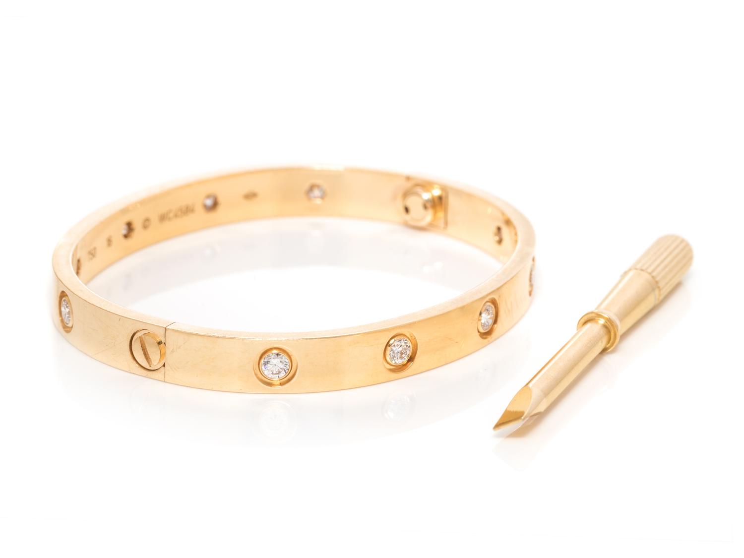 CARTIER, YELLOW GOLD AND DIAMOND 'LOVE' BRACELET