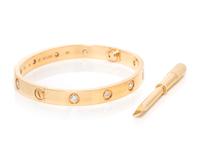 CARTIER, YELLOW GOLD AND DIAMOND 'LOVE' BRACELET