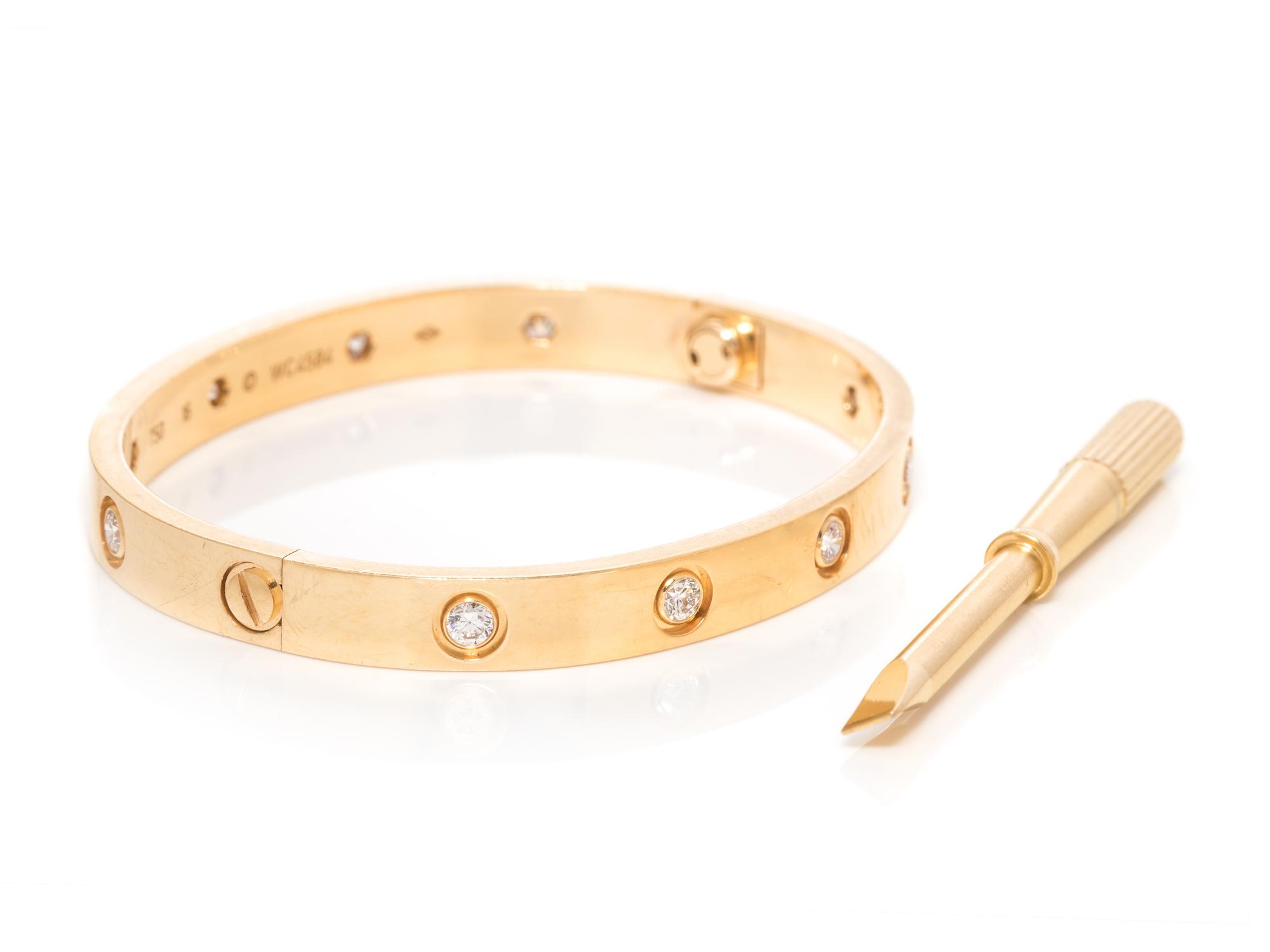 CARTIER, YELLOW GOLD AND DIAMOND 'LOVE' BRACELET