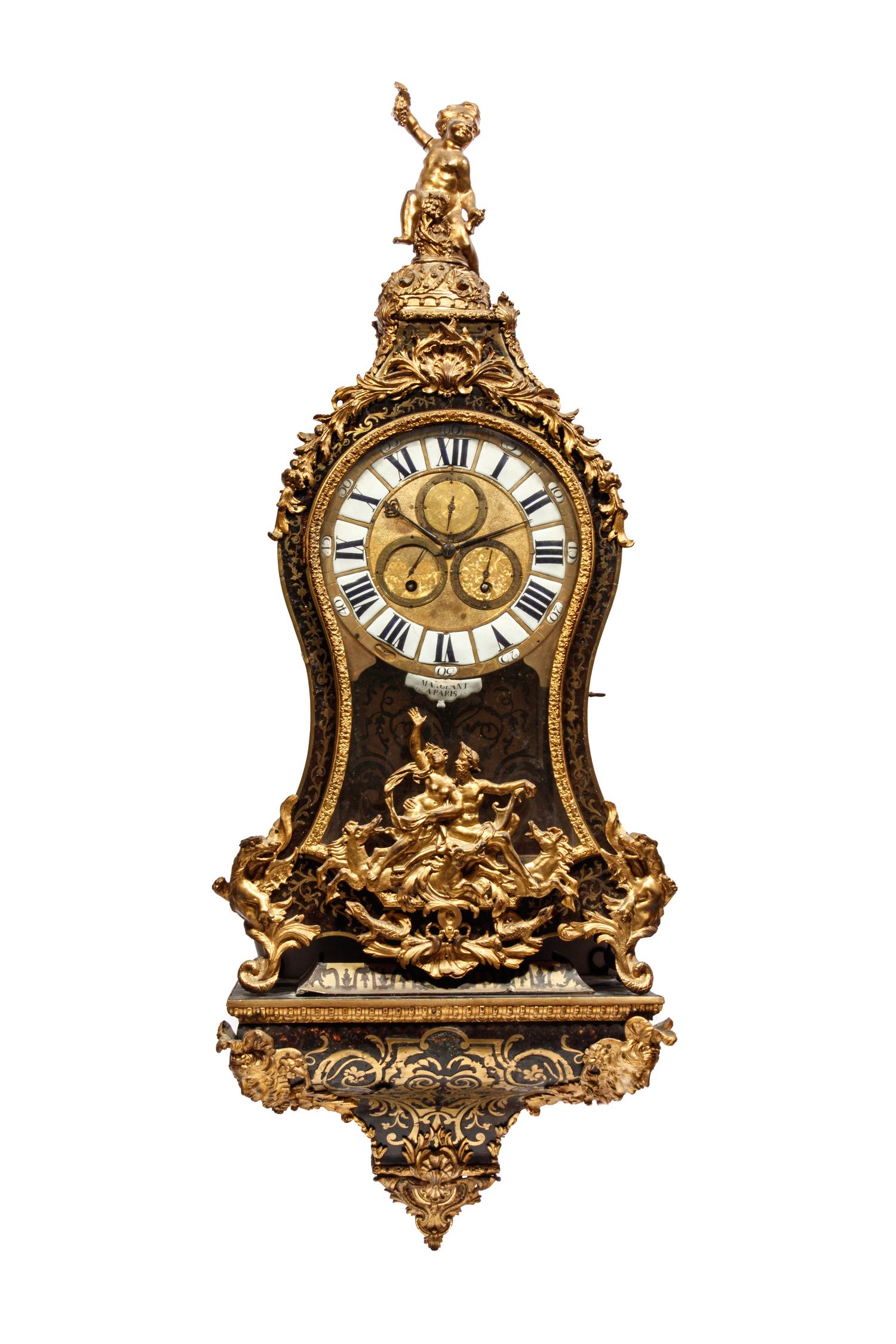 A Louis XV Gilt Bronze Mounted Boulle Marquetry Bracket Clock