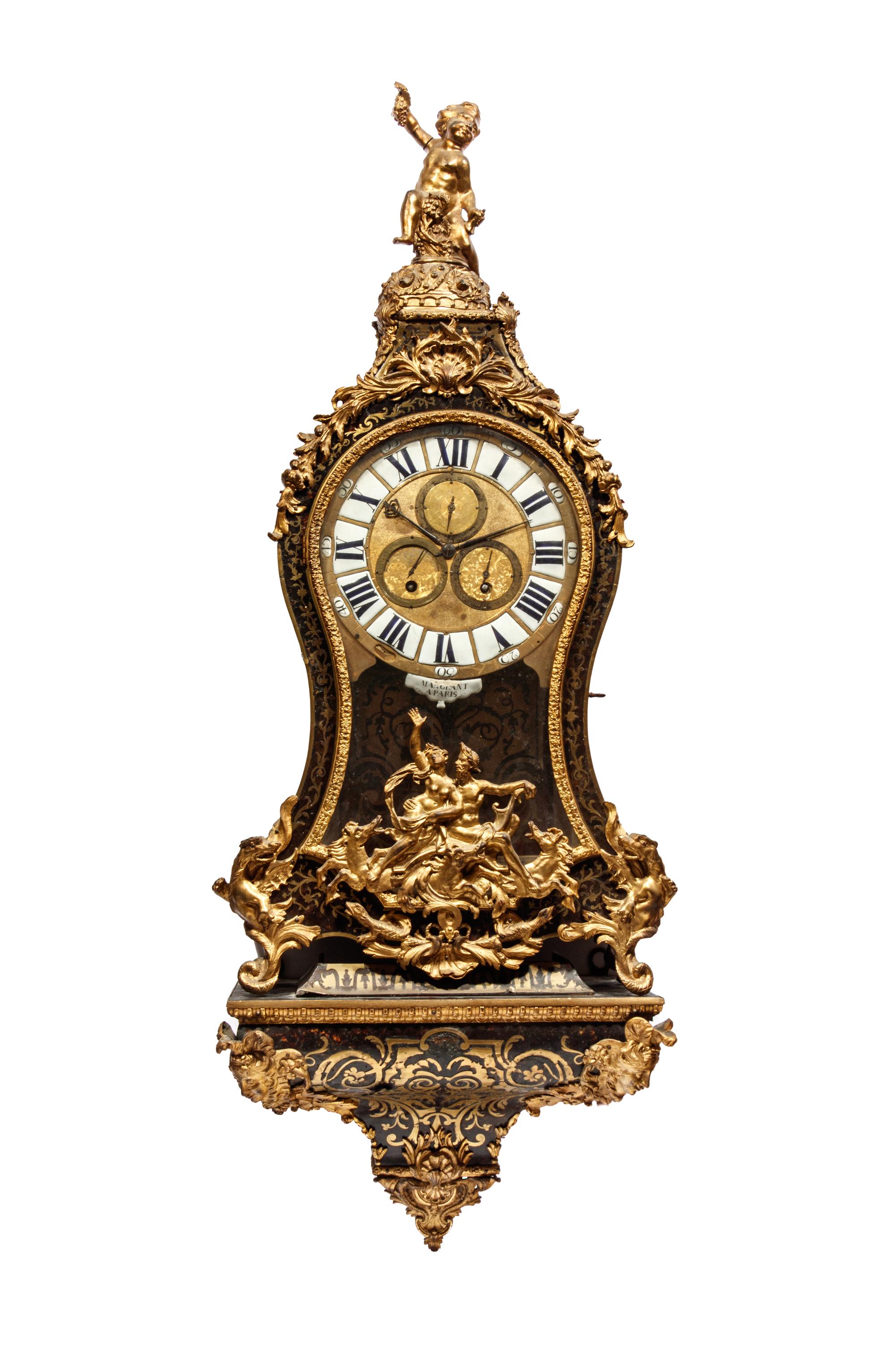 A Louis XV Gilt Bronze Mounted Boulle Marquetry Bracket Clock