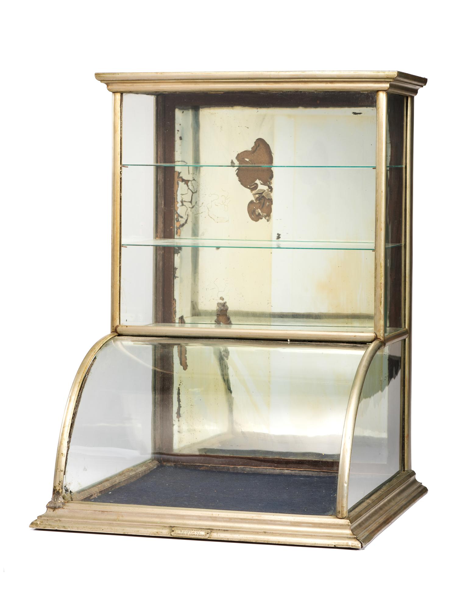 Two Curved Metal Frame Countertop Display Cases