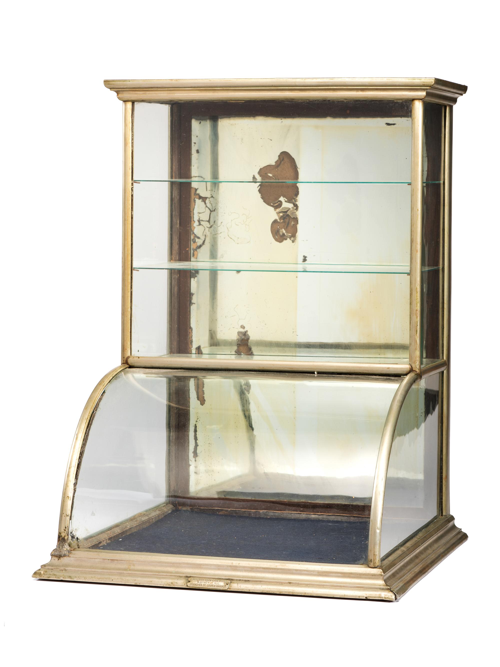 Two Curved Metal Frame Countertop Display Cases