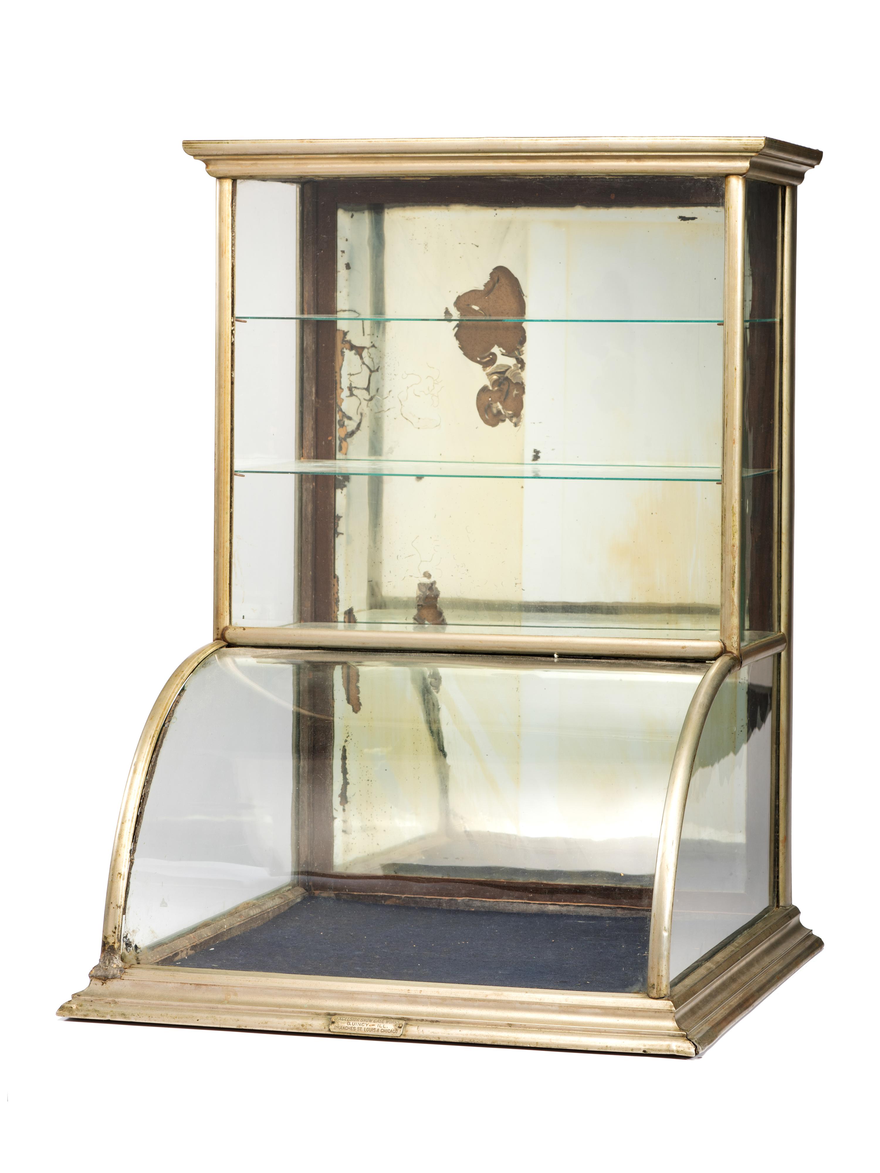 Two Curved Metal Frame Countertop Display Cases
