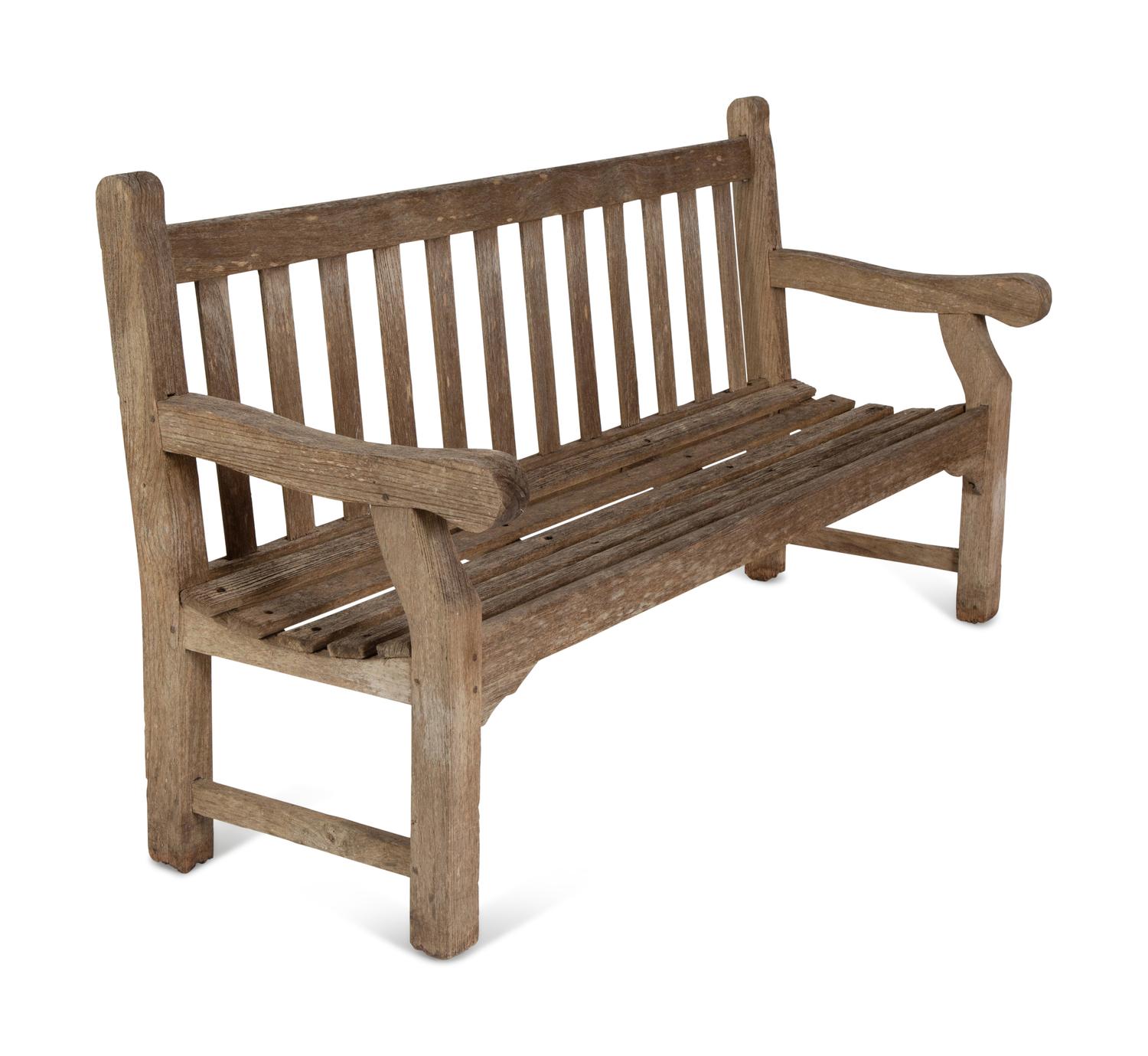 A Pair of Weathered Teak Benches — 20th Century