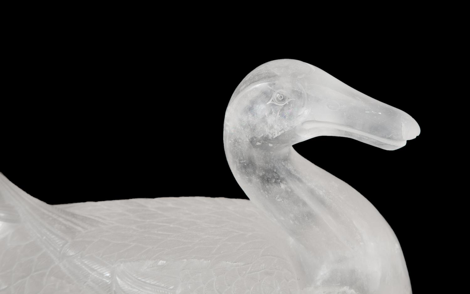 A Pair of Chinese Carved Rock Crystal Ducks