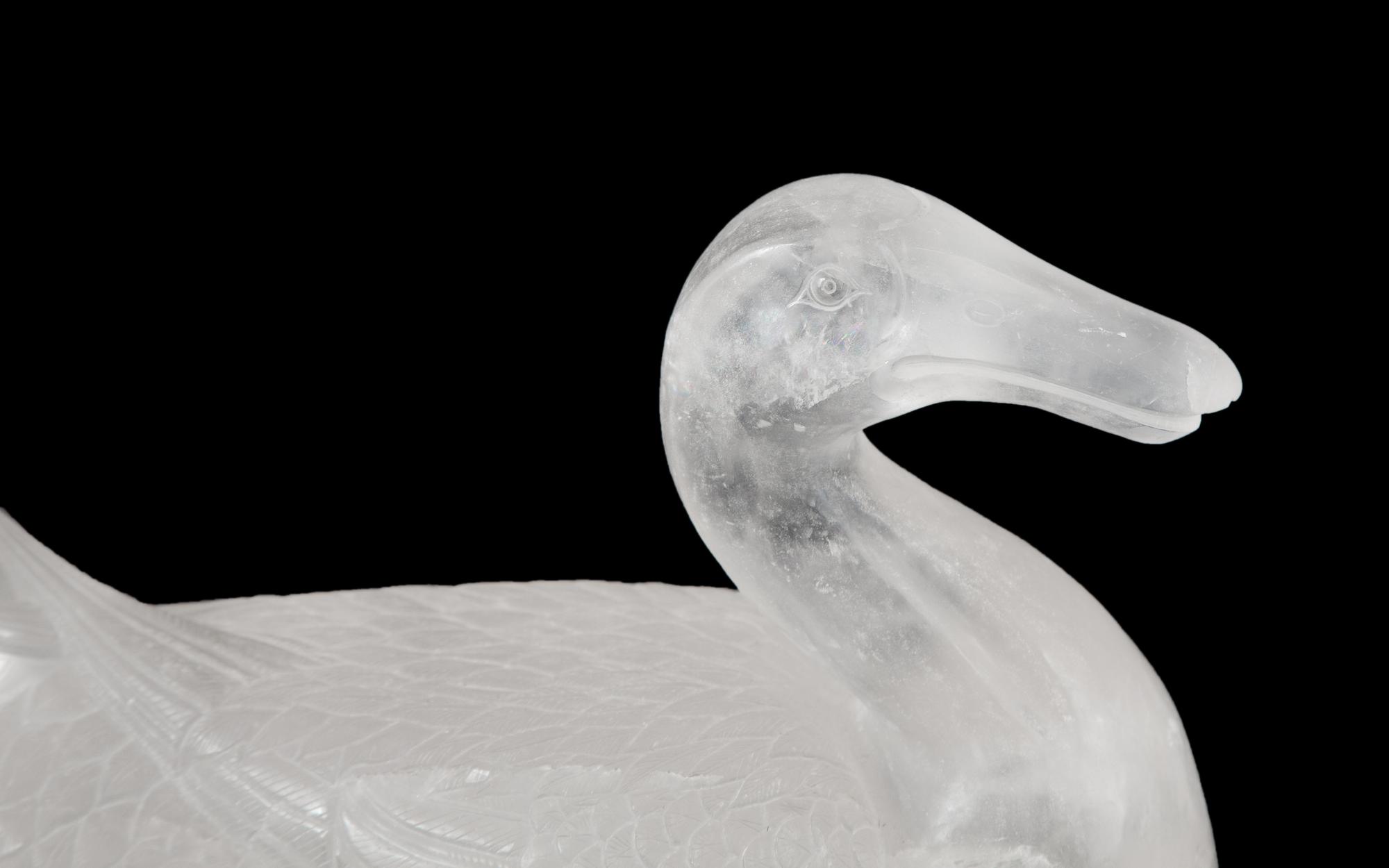 A Pair of Chinese Carved Rock Crystal Ducks