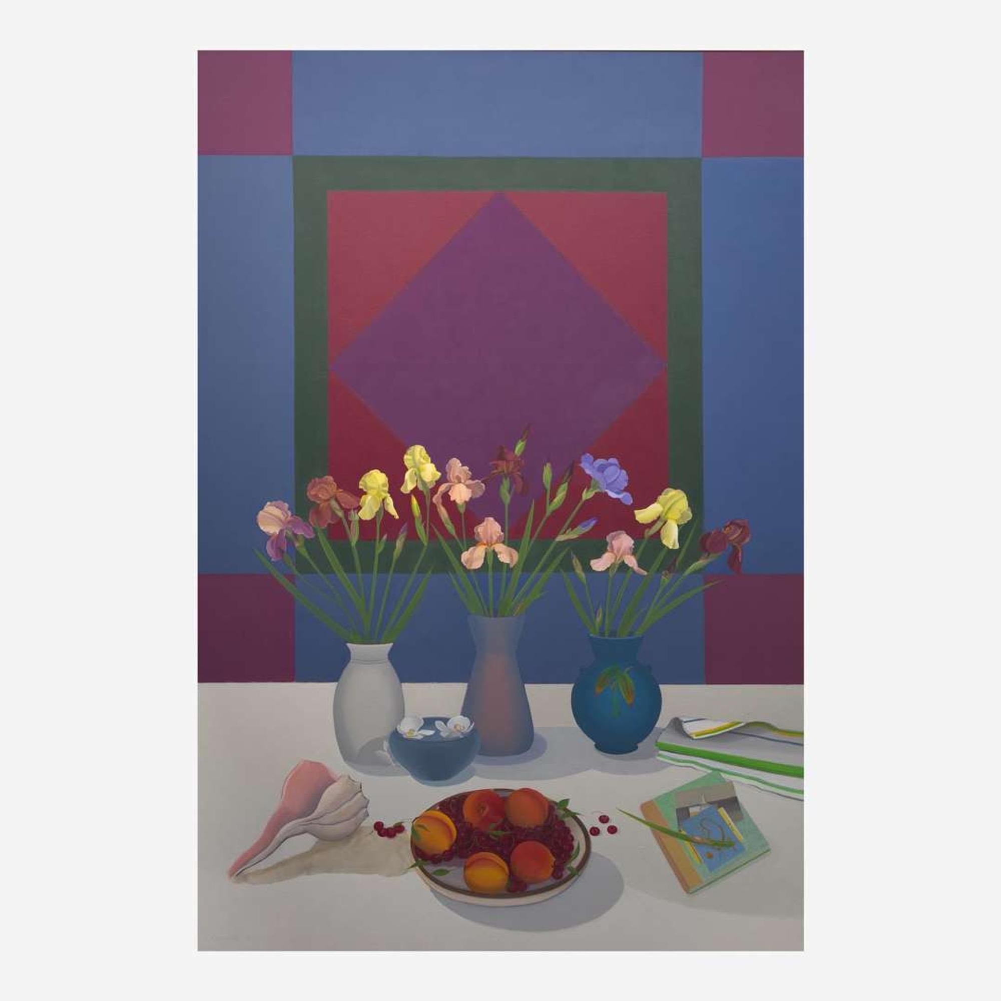 Elizabeth Osborne (American, b. 1936) Still Life with Amish Quilt
