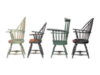 Seven Painted Windsor Doll's Chairs
