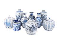 Ten Blue and White Porcelain Vases and Jars — 20TH CENTURY