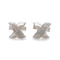 WHITE GOLD AND DIAMOND 'X' CUFFLINKS