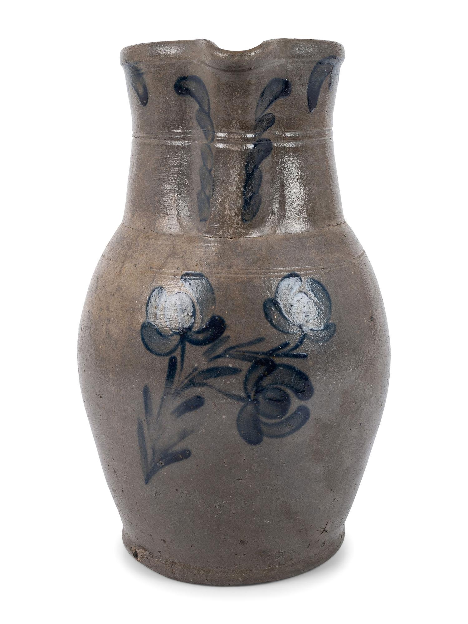 A Cobalt Decorated Stoneware Pitcher